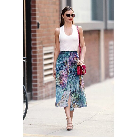 Topshop Blurry Watercolor Floral Maxi Skirt ASO Miranda Kerr - Picture 2 of 12